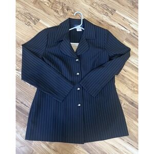Willow Ridge Jacket Women Size 10 Lightweight Pockets Pinstriped Black
